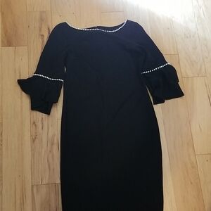 VENUS Black Dress with Pearl Details